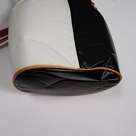 Vintage Authentic Hunting World Nylon W/ Leather Crossbody Bag Black White Tan - Picture 9 of 16